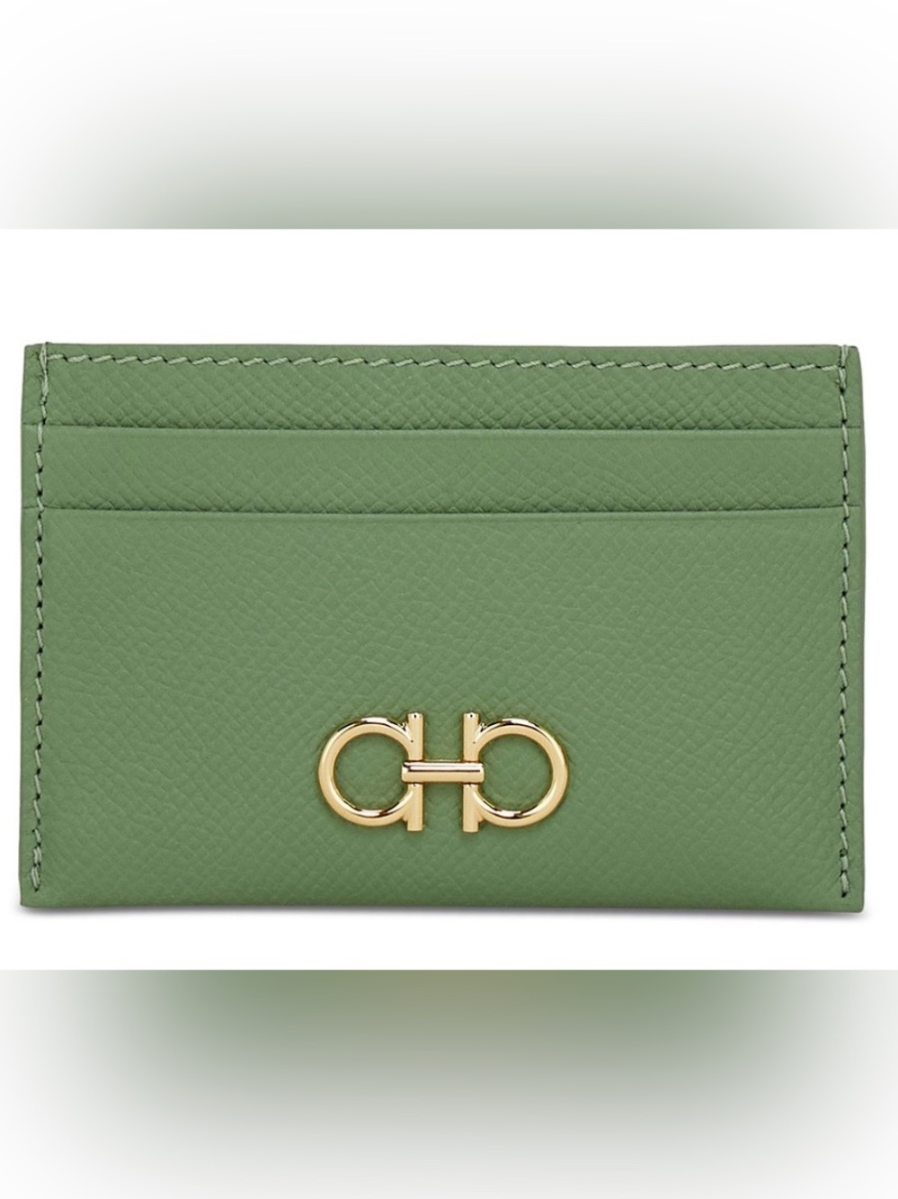 NWT FERRAGAMO Salvatore Ferragamo Gancini Leather Card Case